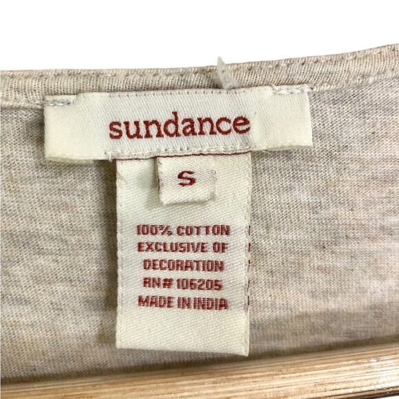Sundance Embroidered Rope Yoke Eyelet Sleeve T-Shirts Tan Size Small - Picture 2 of 7